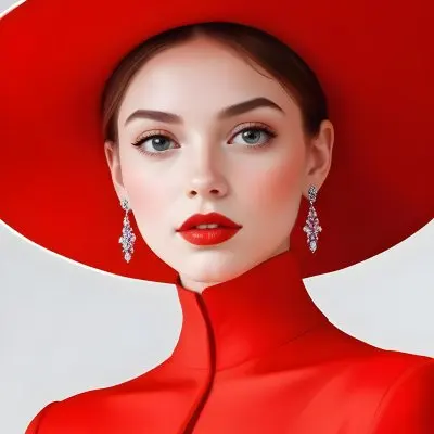 A Caucasian Woman Age 23 With Light Skin White Hair Wearing A Red Dress And A Red Hat With Earrings In A White Background 21 Abc9