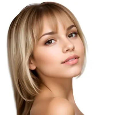 A Caucasian Woman Light Skin 25 Years Old Brown And Blonde Hair In A White Background 12 8e38