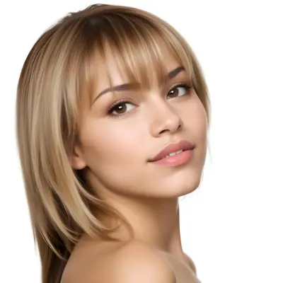 A Caucasian Woman Light Skin 25 Years Old Brown And Blonde Hair In A White Background 13 7c78