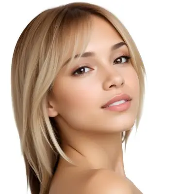A Caucasian Woman Light Skin 25 Years Old Brown And Blonde Hair In A White Background 16 3318