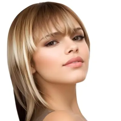 A Caucasian Woman Light Skin 25 Years Old Brown And Blonde Hair In A White Background 27 5434