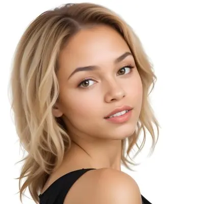 A Caucasian Woman Light Skin 25 Years Old Brown And Blonde Hair In A White Background 6 A22f