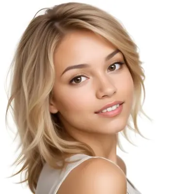 A Caucasian Woman Light Skin 25 Years Old Brown And Blonde Hair In A White Background 9 69a6