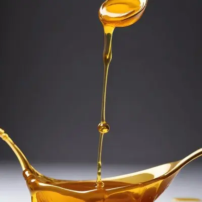 A Close Up Image Of A Glass Container Filled With A Golden Viscous Liquid Likely Cooking Oil The Liquid Appears To Be Dripping Out Of The Container Creating An Abstract And Visually Appealing Compositi B990