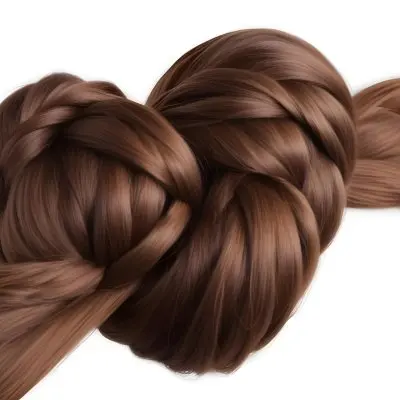 A Close Up Image Of A Woman S Long Brown Hair That Has Been Twisted Into A Braid Set Against A Soft Pastel Background 3