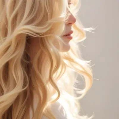A Close Up Image Of Long Wavy Blonde Hair With Soft Sunlight Illuminating The Hair Against A Plain Background 8 75f2
