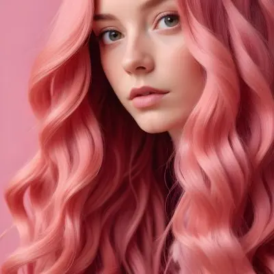 A Close Up Image Of Long Wavy Pink Hair Against A Pink Background 11 8507