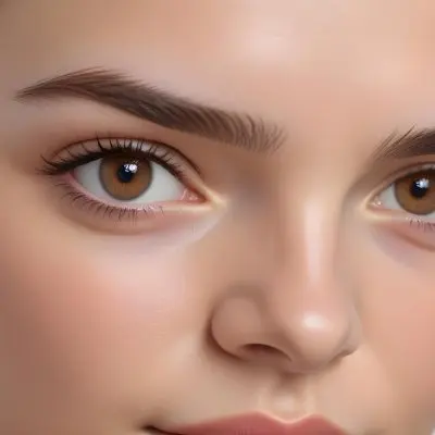 A Close Up Of A Caucasian Woman With Fair Skin 25 Years Old Light Brown Eyebrows And Brown Eyes In A Studio 7 C785