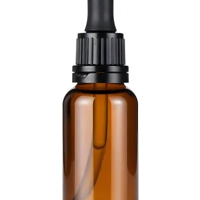 A Close Up Of A Glass Bottle With A Dropper Cap Filled With An Amber Colored Liquid The Bottle Has A Black Cap And Appears To Be A Cosmetic Or Skincare Product 1 D6d6
