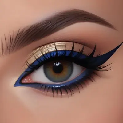 A Close Up Of A Woman S Eye With Bold Blue Eyeshadow And Long Eyelashes Set Against A Bright Background 8 E17a