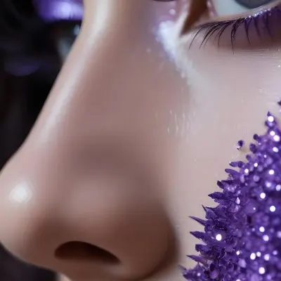 A Close Up Of A Woman S Eye With Long Eyelashes Wearing Purple Eyeshadow And Glitter 21