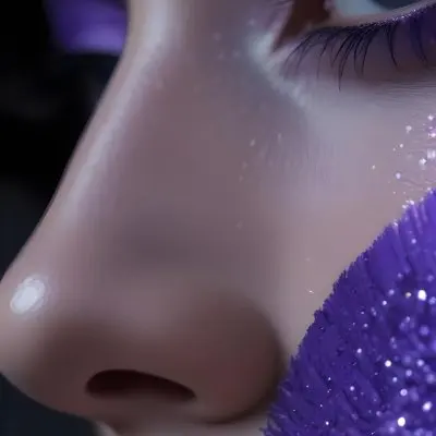 A Close Up Of A Woman S Eye With Long Eyelashes Wearing Purple Eyeshadow And Glitter 22