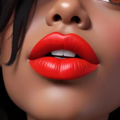 A Close Up Of A Woman S Face With Dark Hair Dark Skin And Bright Red Lips 16 98c0