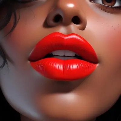 A Close Up Of A Woman S Face With Dark Hair Dark Skin And Bright Red Lips 21 1264