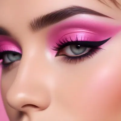 A Close Up Of A Woman S Face With Vibrant Pink Eyeshadow Dramatic Eyeliner And Long Eyelashes 9 2b63