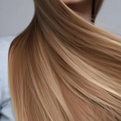 A Close Up Of A Woman S Long Straight Blonde Hair With Subtle Highlights And A Smooth Shiny Texture 5 2c6e