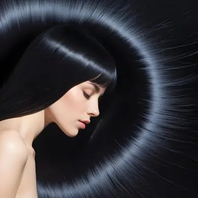 A Close Up Of A Woman With Long Shiny Black Hair In Bright Sunlight 11 F607