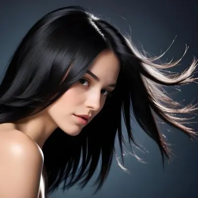 A Close Up Of A Woman With Long Shiny Black Hair In Bright Sunlight 2 84c3