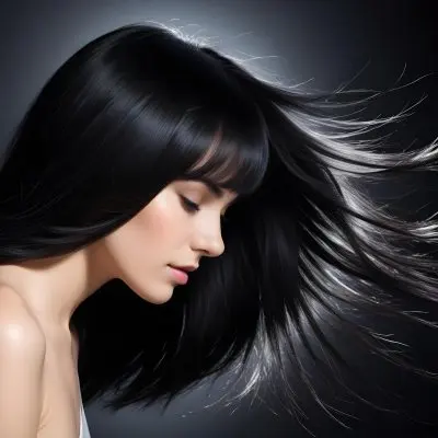 A Close Up Of A Woman With Long Shiny Black Hair In Bright Sunlight 5 E11b