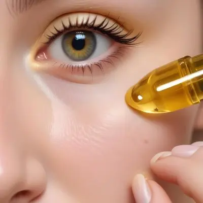 A Close Up Of A Young Woman S Eye With Long Eyelashes Applying A Yellow Liquid Serum Or Oil To Her Skin 5 327d
