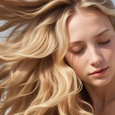 A Close Up Of A Young Woman With Long Flowing Blonde Hair The Hair Appears To Be Styled In A Windblown Wavy Look With Highlights And Lowlights Creating A Natural Sun Kissed Effect The Woman S Eyes A 4 1522