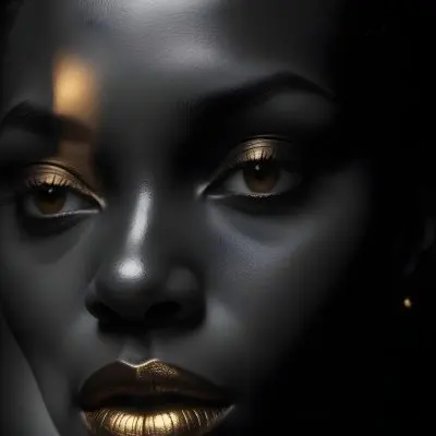 A Close Up Portrait Of A Young African Woman With Dark Skin Full Lips And Intense Eyes The Image Has Dramatic High Contrast Lighting That Creates A Moody Mysterious Atmosphere 13 71ab