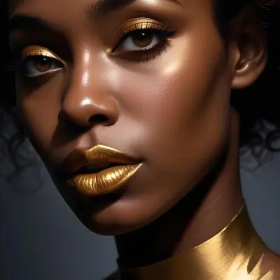 A Close Up Portrait Of A Young African Woman With Dark Skin Full Lips And Intense Eyes The Image Has Dramatic High Contrast Lighting That Creates A Moody Mysterious Atmosphere 22 918b
