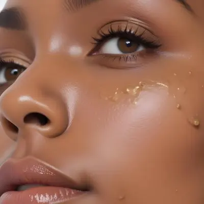 A Close Up Portrait Of A Young Black Woman With Glowing Skin Full Lips And Long Eyelashes Her Eyes Are Closed And There Are Water Droplets On Her Face Suggesting A Dewy Fresh Faced Look 1 06ba