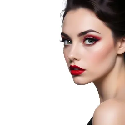 A Close Up Portrait Of A Young Caucasian Woman With Dark Hair And Bold Makeup Including Red Lipstick She Has A Serious Expression On Her Face And Is Looking Directly At The Camera 6 5733