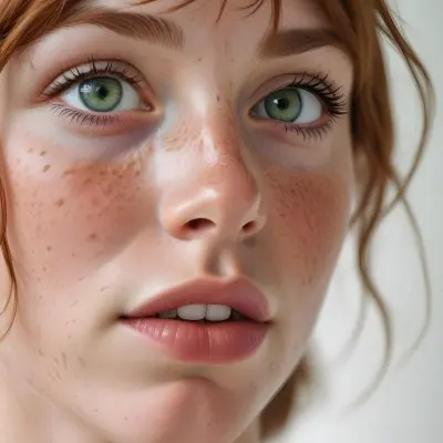 A Close Up Portrait Of A Young Caucasian Woman With Freckles Green Eyes And Full Lips 19 520a