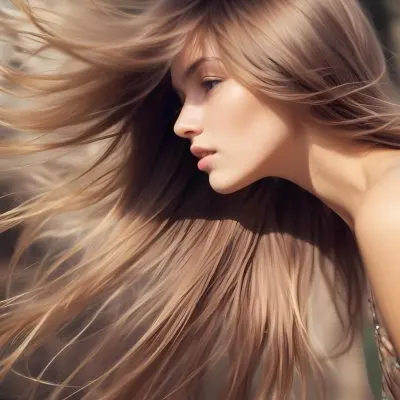A Close Up Portrait Of A Young Caucasian Woman With Long Straight Light Brown Hair Flowing In The Wind 3 74d4