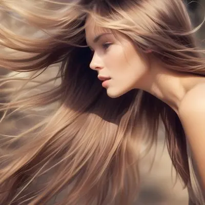 A Close Up Portrait Of A Young Caucasian Woman With Long Straight Light Brown Hair Flowing In The Wind 4 80a7