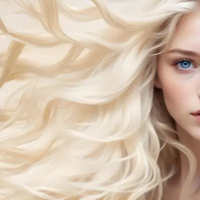 A Close Up Portrait Of A Young Caucasian Woman With Long Wavy Platinum Blonde Hair Covering Most Of Her Face She Has Striking Blue Eyes And Full Lips And Appears To Be Wearing Natural Makeup 16 7a16