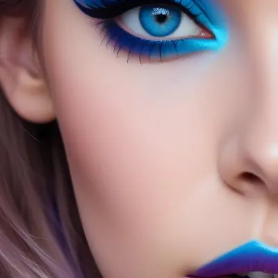 A Close Up Portrait Of A Young Woman With Striking Blue Eyes Dark Eyebrows And Vibrant Blue And Purple Eyeshadow The Background Is Blurred Putting The Focus On The Woman 10 A634