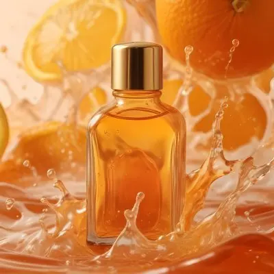A Close Up Shot Of An Orange Glass Bottle