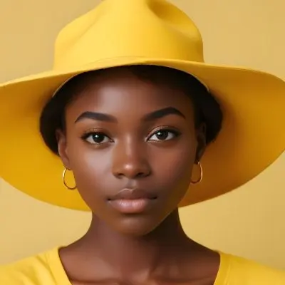 A Dark Skin Black Woman 23 Years Old With A Yellow Hat In A Yellow Background 24 6fa6