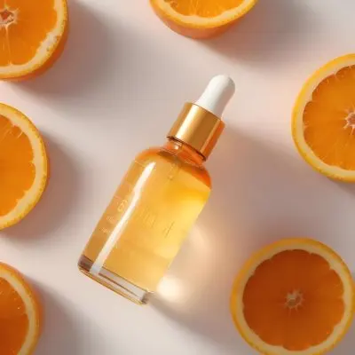 A Glass Bottle Of Orange Colored Facial Oil Or Serum Surrounded By Sliced Oranges On A White Background 1 4aa0