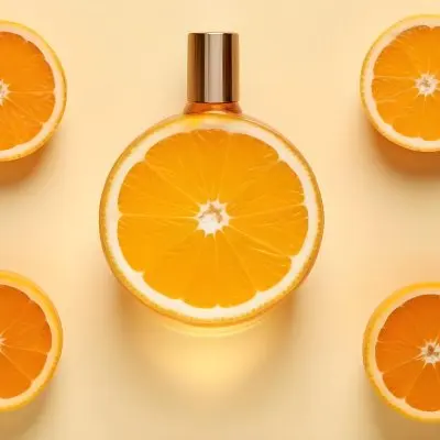 A Glass Bottle Of Orange Essential Oil Surrounded By Fresh Orange Slices On A Light Yellow Background 1 9d82