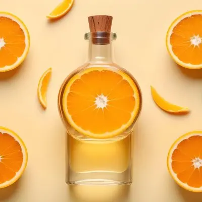 A Glass Bottle Of Orange Essential Oil Surrounded By Fresh Orange Slices On A Light Yellow Background 3 37e9
