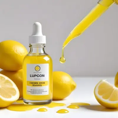 A Glass Bottle Of Yellow Liquid With A Dropper Surrounded By Sliced Lemons On A White Background 8 0c85