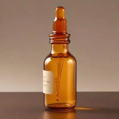 A Glass Bottle With A Dropper Cap Filled With An Amber Colored Liquid 10 96b0
