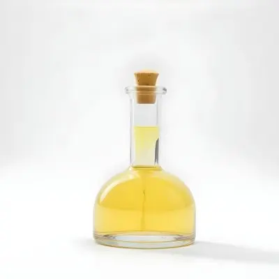 A Glass Bottle With A Glass Stopper Filled With Yellow Liquid On A White Background 29 F290