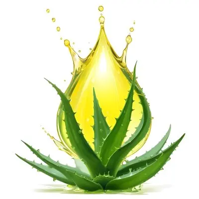 A Green Aloe Vera Plant Inside A Drop Of Aloe Vera Gel The Drop Has A Bright Yellow Light Inside White Background With A Shadow 2 4f45 F168