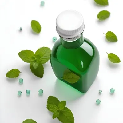 A Green Glass Bottle Filled