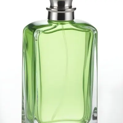 A Green Glass Perfume Bottle With A Silver Cap 9 31ff