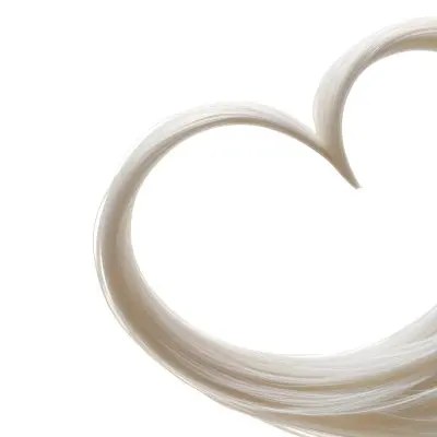 A Heart Shape Made Of White Hair Strands The Hair Is Shiny And Healthy The Background Is Plain White Studio Shot 10 5352