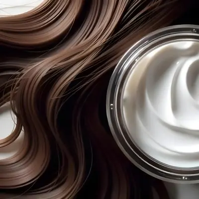A Jar Of White Cream Next To Long Wavy Brown Hair The Jar Is On The Right Side Of The Image And The Hair Is On The Left Side 38 7000