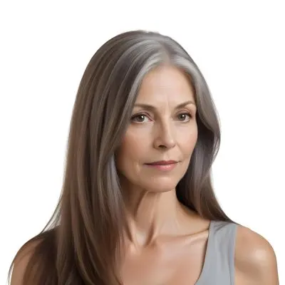 A Middle Aged Caucasian Woman With Long Straight Brown And Gray Hair 23 0214