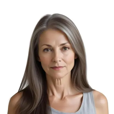 A Middle Aged Caucasian Woman With Long Straight Brown And Gray Hair 24 D1b2