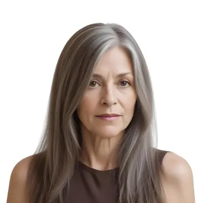 A Middle Aged Caucasian Woman With Long Straight Brown And Gray Hair 6 Ff47